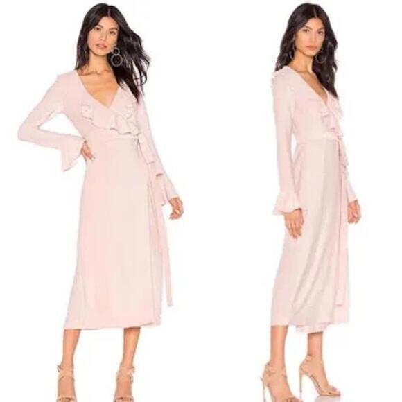 Free People Dresses & Skirts - NWT Free People One More Time Lurex Wrap Midi Dress Peach Pink Shimmer Size M